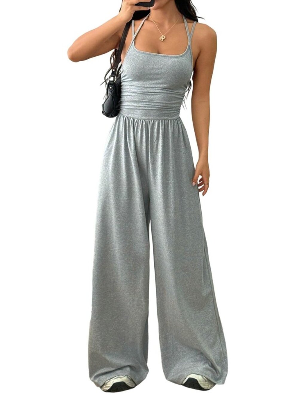 Women’s Wide Leg Jumpsuit, Backless Spaghetti Strap Sleeveless One Piece Outfit